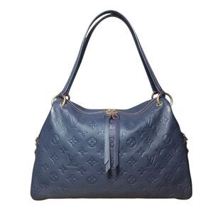 Louis Vuitton Marine Rouge Ponthieu Handbag Monogram Blue Empreinte Leather PM
